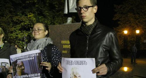 Пикетчики в Ростове требуют сохранить 59-й маршрут. Фото: Константин Волгин для "Кавказского узла"