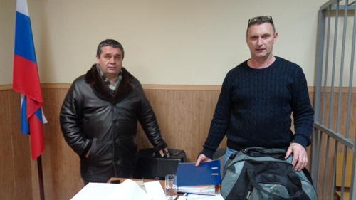Адвокат Охрименко (слева) казак Фетисов. Фото Светланы Кравченко для "Кавказского узла"