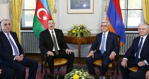 Ильхам Алиев и Серж Саргсян в ходе встречи в Женеве. Фото: администрация президента Азербайджана.