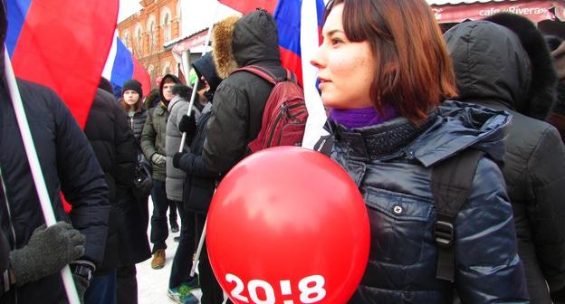 Участница акции "Забастовка избирателей" в Волгограде. 28 января 2018 года. Фото Вячеслава Ященко для "Кавказского узла"