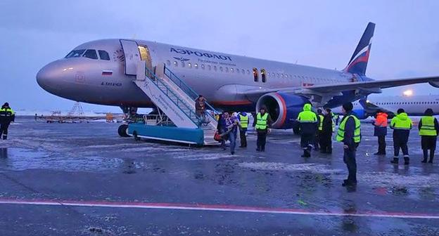 Приземление самолета в волгоградском аэропорту. 31 января 2018 г. Кадр из видео пользователя Евгений Костин https://www.youtube.com/watch?v=lmi9YoRfYt0
