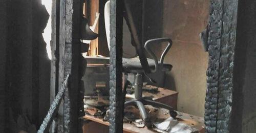 Поджог офиса "Мемориал" в Назрани. 18 января 2018 г.  Фото: пресс-служба ПЦ Мемориала