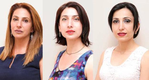 Заруи Постанджян, Сона Агекян, Марине Хачатрян (слева направо). Фото: Пресс-служба мэрии Еревана
