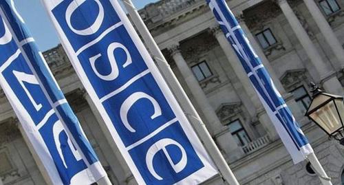 Флаги с логотипом ОБСЕ. Фото © Foto: OSCE/Mikhail Evstafiev