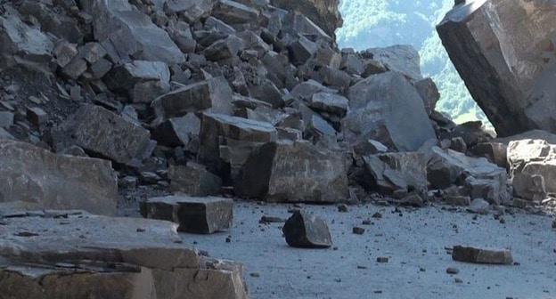 Камнепад в Дагестане. Фото © Агентство по транспорту и дорожному хозяйству РД