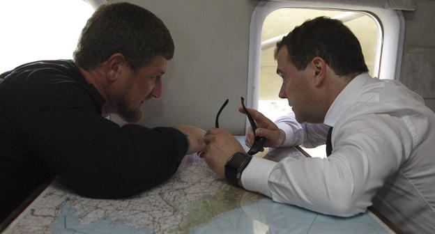 Рамзан Кадыров (слева) и Дмитрий Медведев. Фото: REUTERS/Dmitry Astakhov/RIA Novosti/Pool