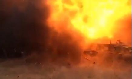 Взрыв на учениях в Северной Осетии. Скриншот с видео, снятого очевидцем. https://www.youtube.com/watch?v=4ZMGlhv2kGQ