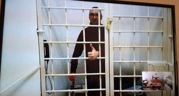 Александр Батманов участвует в суде посредством конференцсвязи. Декабрь 2017 года. Фото предоставлено "Кавказскому узлу" Сергеем Куницким