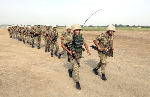 Азербайджанские военные. 30 июля 2018 года. Фото пресс-службы Минобороны Азербайджана.