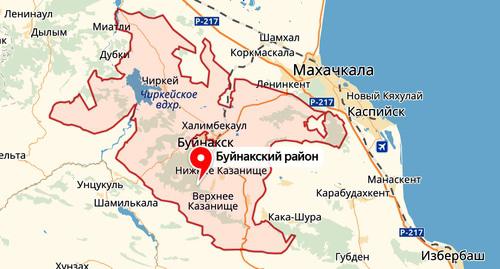 Карта  Буйнакского района Дагестана. Фото Яндекс-карты