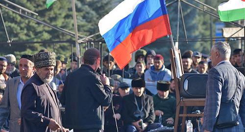 Участники митинга в Магасе. 6 октября 2018 г. Фото предоставлено Якубом Гогиевым для "Кавказского узла"