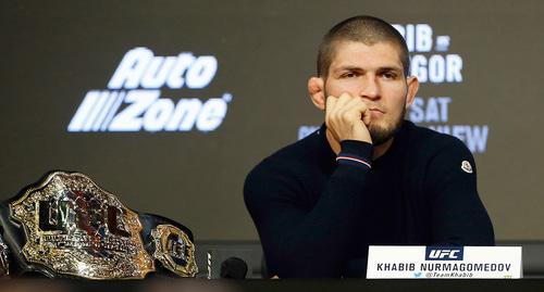 Хабиб Нурмагомедов во время пресс-конференции для UFC 229 в Radio City Music Hall. Фото REUTERS 
