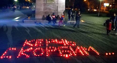Мемориал  в память о жертвах атаки в Керчи во Владикавказе. Фото Эммы Марзоевой для "Кавказского узла"
