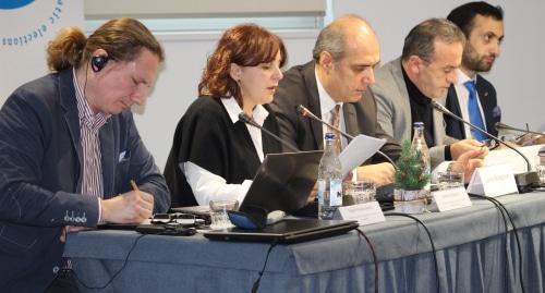 Представители миссий наблюдателей на пресс-конференции в Ереване. Фото Тиграна Петросяна для "Кавказского узла".