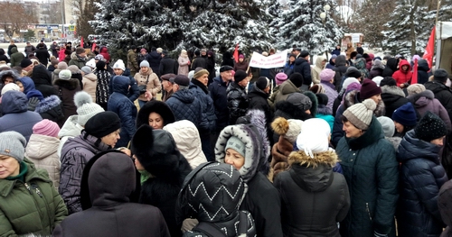 Аксайчане выразили протест против слияния их района с областным центром. Аксай, 8 января 2019 года. Фото Константина Волгина для "Кавказского узла".