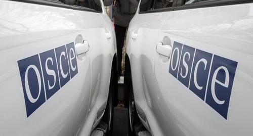 Автомобили с символикой ОБСЕ. Фото: REUTERS/Gleb Garanich