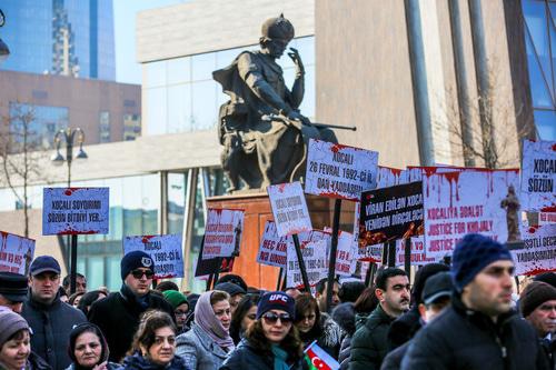 Участники акции памяти жертв Ходжалинской трагедии в Баку. 26 февраля 2019 года. Фото Азиза Каримова для "Кавказского узла"