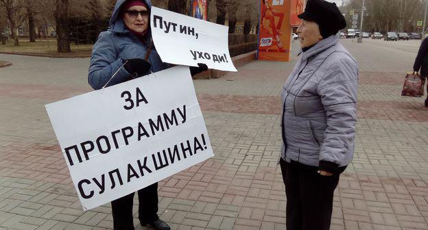 Ольга Карпухнова на пикете 23 марта 2019 года. Фото Вячеслава Ященко для "Кавказского узла"