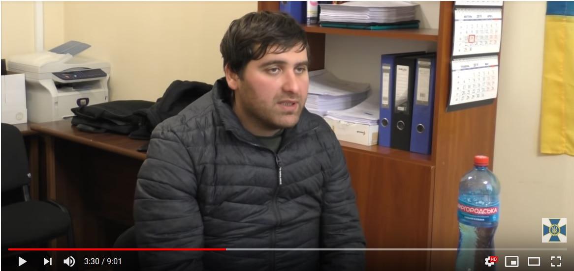 Скриншот видеозаписи допроса Тимура Дзортова, размещенного 17 апреля на канале Службы безопасности Украины в YouTube https://www.youtube.com/watch?v=lnzpH41zl4c