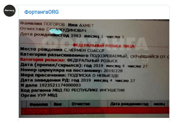 Скриншот сообщения в Telegram-канале "Фортанга.ORG" https://t.me/fortangaorg/3304