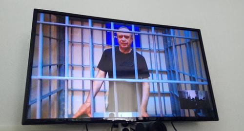Сергей Сидаш присутствовал в зале суда посредством видеосвязи. Фото Константина Волгина для "Кавказского узла"
