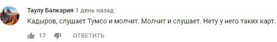 Скриншот комментария под видео Тумсо Абдурахманов на YouTube-канале блогера от 15 августа.