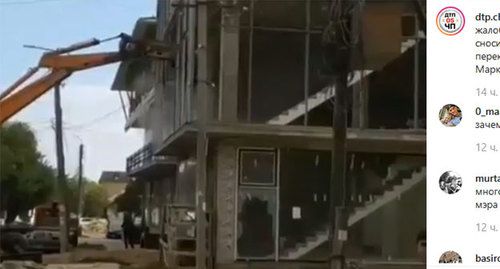 Снос здания в Дербенте. Кадр видео https://www.instagram.com/p/B3PvfBBhj5-