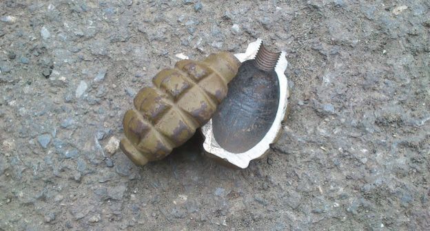 Корпус гранаты Ф-1. Фото: стоп-кадр видео https://www.youtube.com/watch?v=M0P43tm4BG0