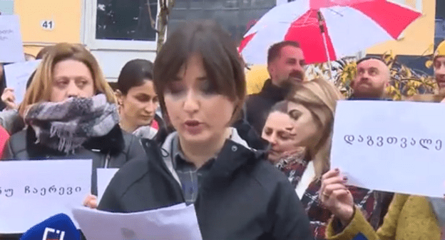 Акция протеста журналистов Аджарского ТВ, 4 декабря 2019 года. Кадр видеосюжета http://ajaratv.ge/article/52436? 
