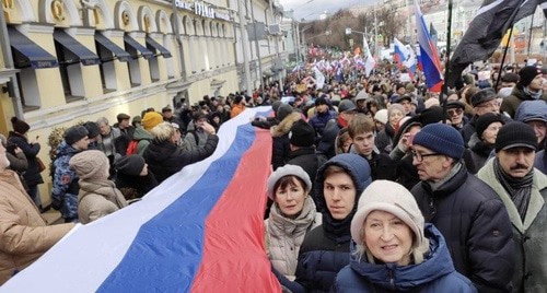 Участники марша Немцова в Москве 29 февраля 2020 года. Фото Олега Краснова для «Кавказского узла»