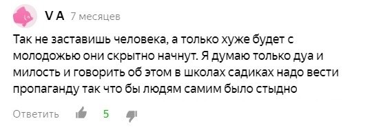 Скриншот комментария к новости об антиалкогольной кампании в Чечне. https://zen.yandex.ru/media/chechnya/chto-v-chechne-delaiut-s-alkogolikami-i-narkomanami-5d39538d4e057700ad7d547d?utm_source=serp