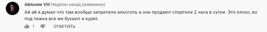 Скриншот комментария к материалу об антиалкогольной кампании в Чечне на видеохостинге YouTube. https://www.youtube.com/watch?v=28DeqI5upNw