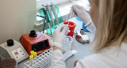 Сотрудник лаборатории проводит тесты на коронавирус. Фото: Agencja Gazeta/Lukasz Cynalewski/via REUTERS