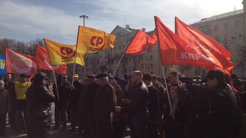 Митинг против сноса металлических гаражей. Астрахань, 7 марта 2020 года. Фото Алены Садовской для "Кавказского узла"