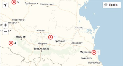 Карта распространения коронавируса в Чечне. Скриншот "Кавказского узла"