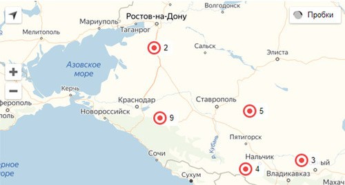 Карта распространения коронавируса в Краснодарском крае. Скриншот "Кавказского узла"
