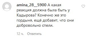 Скриншот комментария к публикации про видео о солдатах Ичкерии. https://www.instagram.com/p/B_rQ96ZjUJh/
