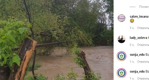 Паводок в Сунженском районе Ингушетии. Стоп-кадр видео https://www.instagram.com/p/B_4Ix0Djn35/