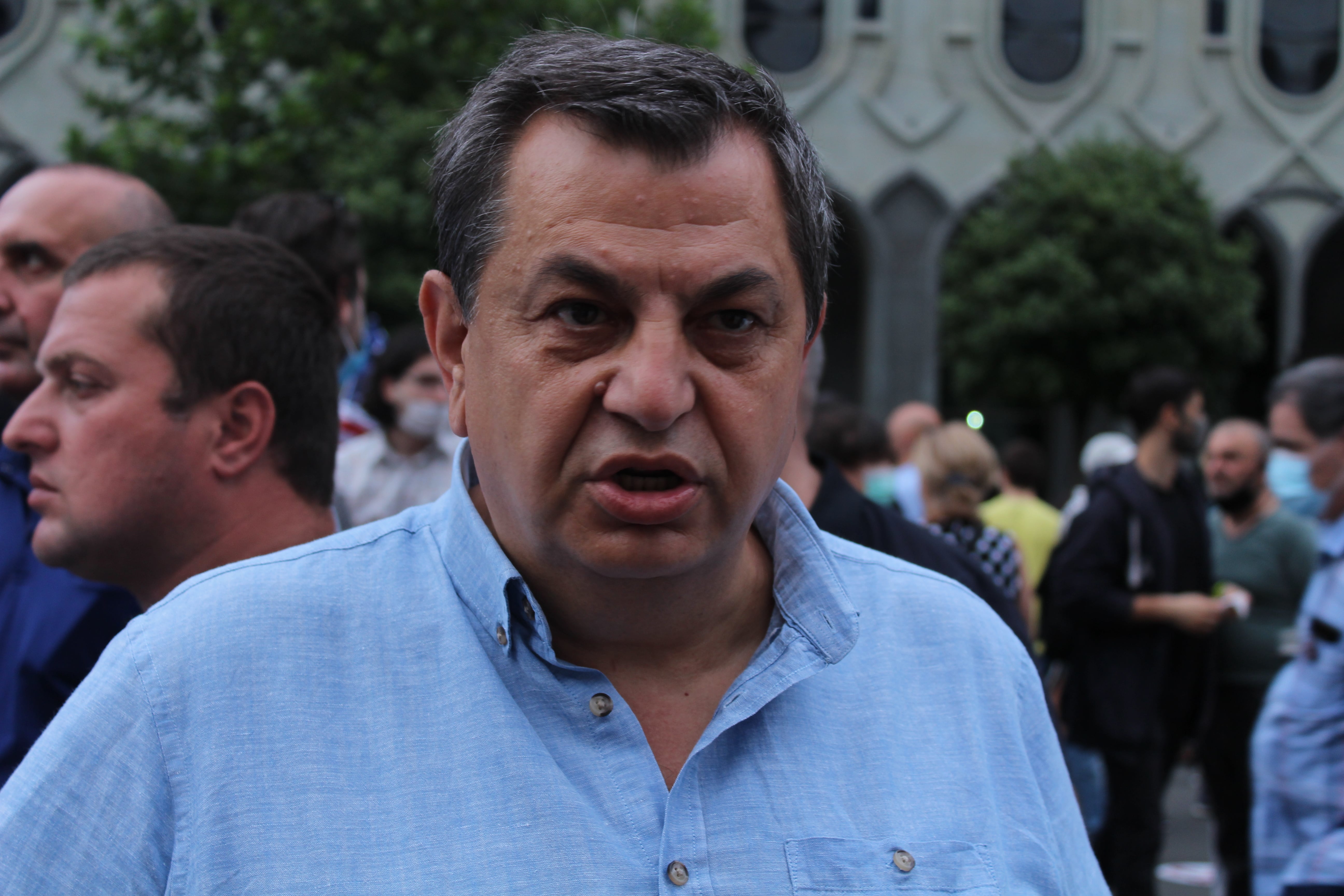 Давид Берденишвили на акции протеста в Тбилиси. 20 июня 2020 года. Фото Инны Кукуджановой для "Кавказского узла"