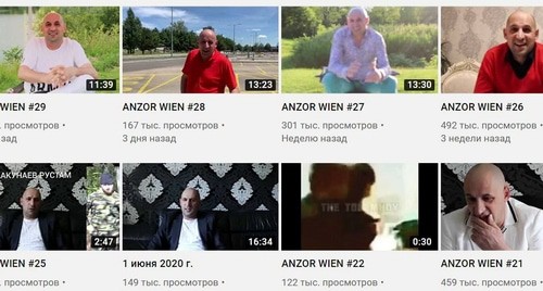 Скриншот с YouTube-канала Anzor Tscharto Beck Martin, где опубликованы видео с резкой критикой в адрес Рамзана Кадырова и его окружения