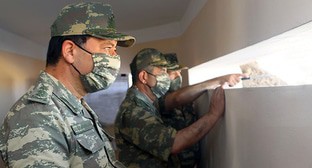 Военные азербайджаснкой армии. Фото пресс-службы МО Азербайджана https://mod.gov.az/az/news/mudafie-naziri-on-xett-bolmelerinde-olub-video-31397.html