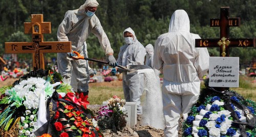 Похороны во время эпидемии COVID 19. Фото  REUTERS/Anton Vaganov