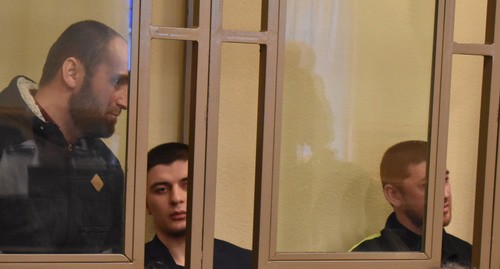 Самир Ибрагимов, Хидирнаби Казуев и Габибула Халдузов (слева направо) в зале суда. Фото Константина Волгина для "Кавказского узла"