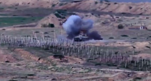 Боевые действия на линии соприкосновения в Нагорном Карабахе. Кадр видео пресс-службы МО Армении  https://mil.am/hy/news/8423