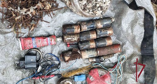 Боеприпасы к стрелковому оружию, найденые у села Джули в Дагестане . Фото: предоставлено пресс-служба Росгвардии
