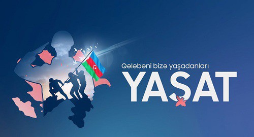 Логотип благотворительного фонда YAŞAT. Лозунг фонда: "Дай жизнь тем, кто дал нам победу". Фото: facebook.com/YASHATFondu