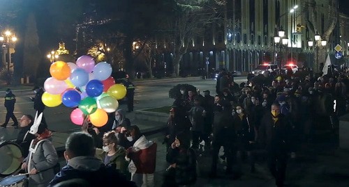 Шествие в Грузии 6 февраля 2021 года. Скриншот с видео https://www.youtube.com/watch?v=xUavinDuDkk