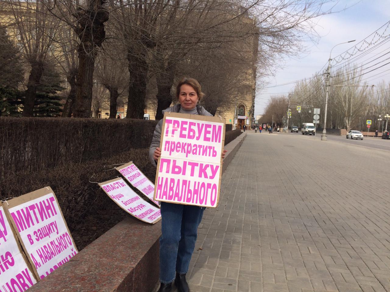 Тамара Гродникова на пикете в Волгограде. 3 апреля 2021 года. Фото Татьяны Филимоновой для "Кавказского узла".