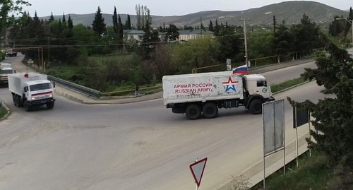 Гуманитарный конвой в Нагоном Карабахе. Фото пресс-службы МО России http://mil.ru/