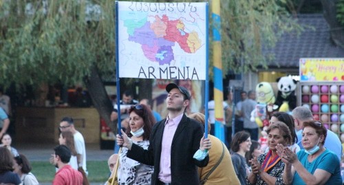 Участник акции Национально-демократического полюса в Ереване. Фото Тиграна Петросяна для "Кавказского узла"